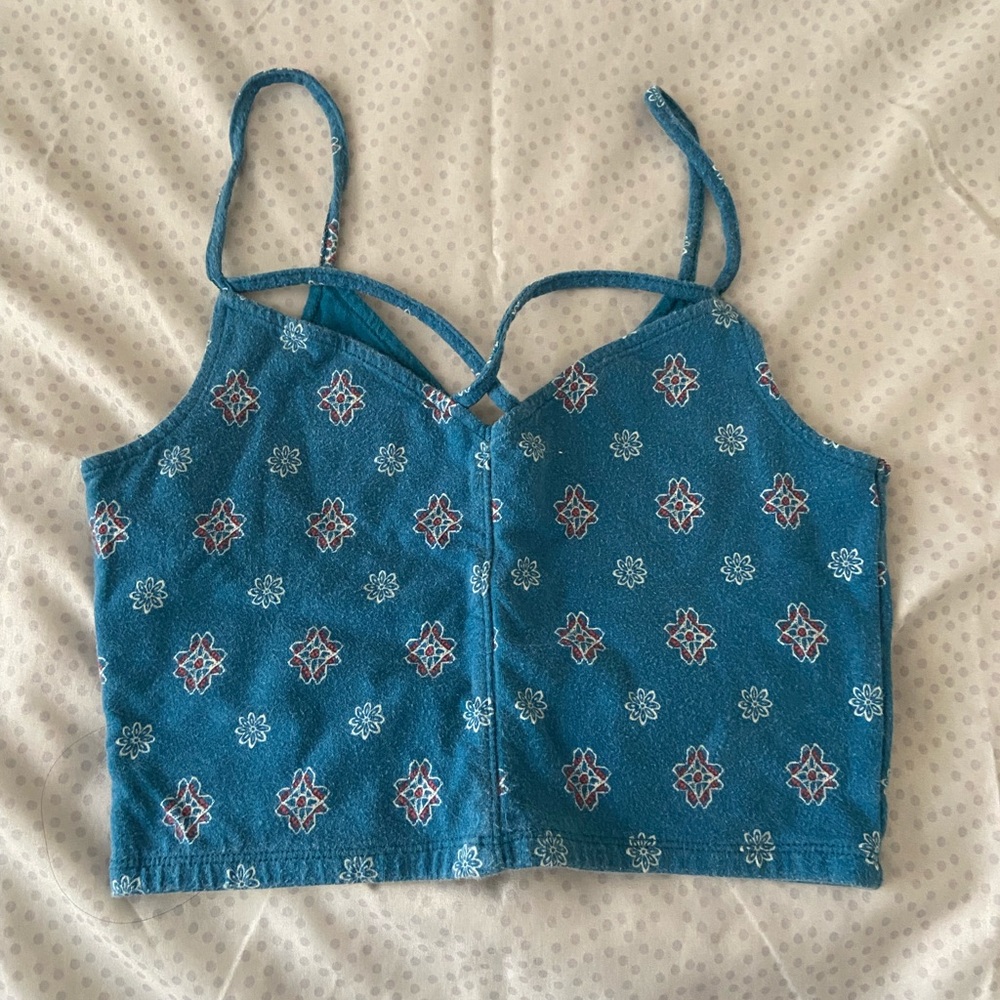 HOLLISTER TEAL/BLUE PATTERN TOP